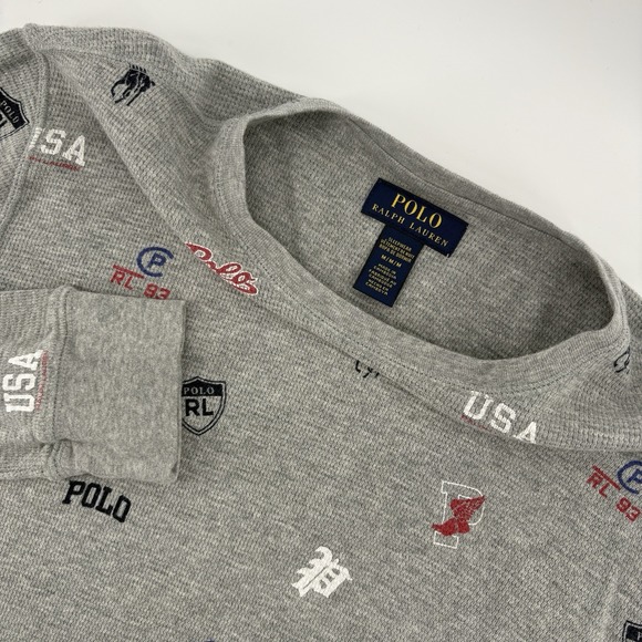 Polo Ralph Lauren Other - Polo Ralph Lauren Gray Waffle Knit Henley Sleepwear Shirt Men's MediumThermal LS